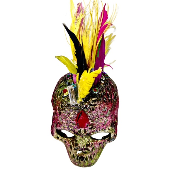 The Individualist, Feather Mohawk’d Skull Art Piece - Picture 3 of 15